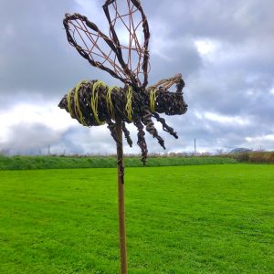 Willow bee, garden decorations, eco friendly, 9th anniversary, flying bee, pond decorations, eco friendly, willow sculpture, bug sculpture,