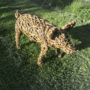 Willow piglet sculpture, eco friendly, gardener gift, garden art, pig lovers, animal sculptures, garden decor, 9th anniversary, farm animals