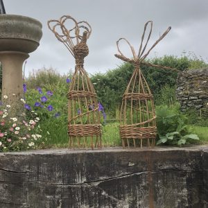 Peacock and dragonfly, Willow plant support, plant pot decoration, house plant support, eco friendly,  gardener gift, 9th anniversary