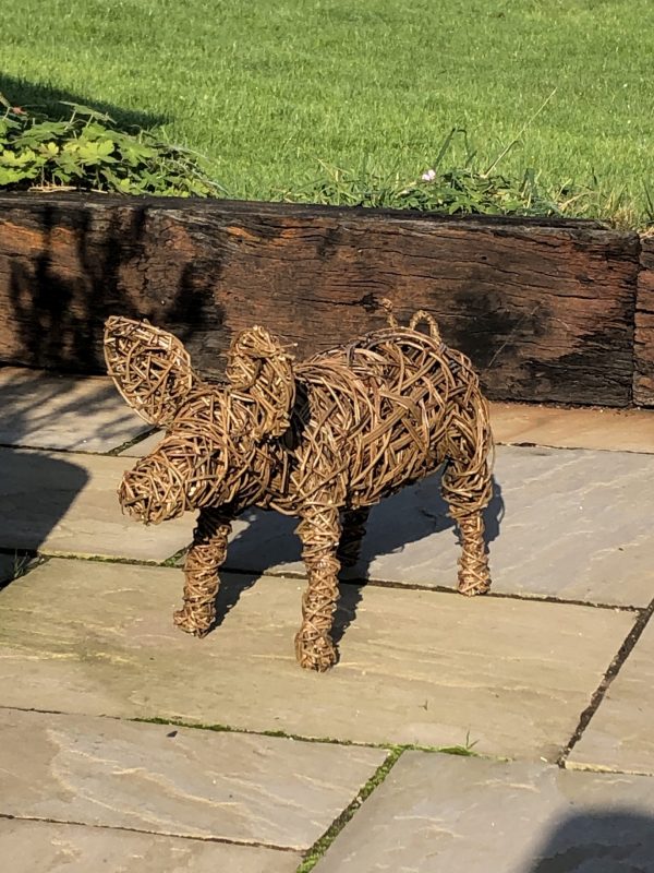 Willow piglet sculpture, eco friendly, gardener gift, garden art, pig lovers, animal sculptures, garden decor, 9th anniversary, farm animals - Image 2