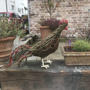 Cockerel sculpture, willow, garden animal sculptures, farmers gift, 9th anniversary, thatched roof decoration, bird sculpture, eco friendly